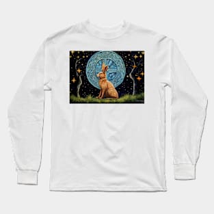 Hare, Pagan Hare, Pagan Art, Moon, Animal, Long Sleeve T-Shirt